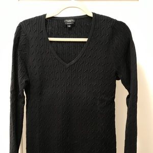 Talbots Black Pima Cotton long-sleeve sweater